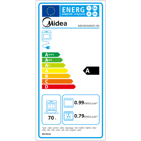 Midea MBON5M90E5-BK Εντοιχιζόμενος Φούρνος 70lt Mαύρος